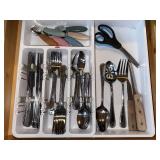 International Stainless Flatware Set with Wood-Handled Knives & Scissors