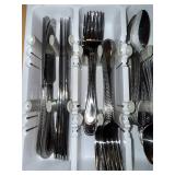 International Stainless Flatware Set with Wood-Handled Knives & Scissors
