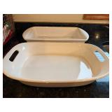 White Ceramic Baking Dishes - 2-Piece Set, 3 Qt Each, Made in China