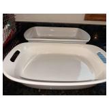 White Ceramic Baking Dishes - 2-Piece Set, 3 Qt Each, Made in China