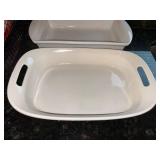 White Ceramic Baking Dishes - 2-Piece Set, 3 Qt Each, Made in China
