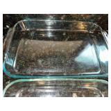 Pyrex 9x13 Glass Baking Dishes & Anchor Hocking Glass Storage Dish with Red Lid (Lot of 3)