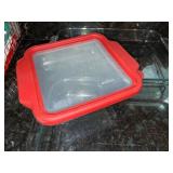 Pyrex 9x13 Glass Baking Dishes & Anchor Hocking Glass Storage Dish with Red Lid (Lot of 3)