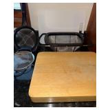 Wood Cutting Board with Pan & Mesh Strainers - Kitchen Tools