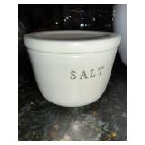 Williams-Sonoma Saltcellar Ceramic Set - Salt Cellar, Butter Dish & Gold Rim Bowl