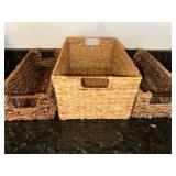 Seagrass Storage Baskets - Handwoven Natural Tan (Lot of 3)