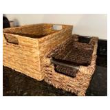 Seagrass Storage Baskets - Handwoven Natural Tan (Lot of 3)
