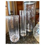 Tablecraft Clear Glassware Lot - Oil Dispenser, Embossed Rooster Canister, Decanters & Orbs