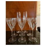 Crystal Wine Glasses - Set of 6 - 9 in Tall - Cut Pattern Stemware