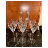 Crystal Wine Glasses - Set of 6 - 9 in Tall - Cut Pattern Stemware