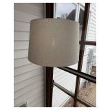 Brass Floor Lamp - Adjustable Height with Beige Fabric Shade