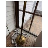 Brass Floor Lamp - Adjustable Height with Beige Fabric Shade