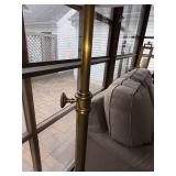 Brass Floor Lamp - Adjustable Height with Beige Fabric Shade