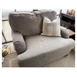 3-Seater Sofa, Matching Oversized Chair & Ottoman in Light Beige Textured Fabric