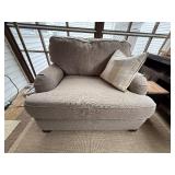 3-Seater Sofa, Matching Oversized Chair & Ottoman in Light Beige Textured Fabric