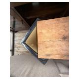Decorative Black Storage Box with Wood Lid and Rope Handles