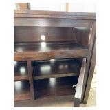 Dark Walnut TV Console Cabinet - 60in Wide, Glass-Front Left & Open Center Shelves