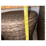 Wicker Patio Chairs With Cushions and Pull Out Ottomans & Round Storage Side Table - 3-Piece Outdoor Set