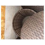 Wicker Patio Chairs With Cushions and Pull Out Ottomans & Round Storage Side Table - 3-Piece Outdoor Set