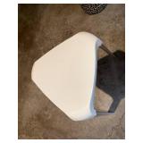 White Plastic Stool with Silver Metal Legs - 18in Seat Height, Modern Kitchen Bar Stool