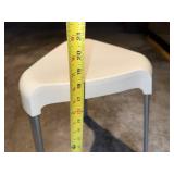 White Plastic Stool with Silver Metal Legs - 18in Seat Height, Modern Kitchen Bar Stool