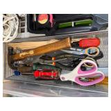 Assorted Hand Tools - Scissors, Pliers, Hammers, Tape Measures & Screwdrivers