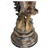 UL - Antique French Art Nouveau Figural Lamp - Bronze Woman with Torch