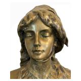 LR - Antique Maurice Se Blanc Bronze Bust Desdémone / Maurice Leblanc, Desdémone