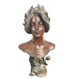 UL - Art Nouveau Spelter Undine Bust Circa 1900