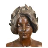 UL - Art Nouveau Spelter Undine Bust Circa 1900
