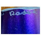 UL - Art Nouveau Figural Table Lamp with Dual Blue Hand-Blown Globes by Carl Radke / Irénée Rochard Phoenix Studios Art Nouveau Young Woman Two Light Table Lamp Post War Dark