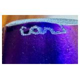 UL - Art Nouveau Figural Table Lamp with Dual Blue Hand-Blown Globes by Carl Radke / Irénée Rochard Phoenix Studios Art Nouveau Young Woman Two Light Table Lamp Post War Dark