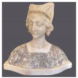 UL - Antique Alabaster Bust Art Deco, Early 1900s