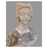 UL - Antique Alabaster Bust Art Deco, Early 1900s