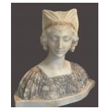 UL - Antique Alabaster Bust Art Deco, Early 1900s