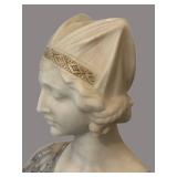 UL - Antique Alabaster Bust Art Deco, Early 1900s
