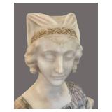 UL - Antique Alabaster Bust Art Deco, Early 1900s