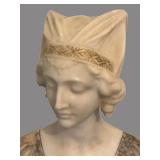 UL - Antique Alabaster Bust Art Deco, Early 1900s