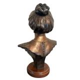 UL - Vintage Emile Pinedo Lys Bust - Bronze Sculpture