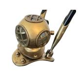 UL - Vintage Brass Diving Helmet Pen Holder with 2 Pens