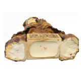 UL - Antique Art Nouveau Ceramic Bust - Woman with Floral Headpiece on Carved Base