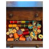 D - Vintage Sewing Cabinet with 3 Drawers - Includes Threads & Notions