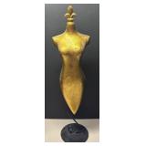 LLR - Mannequin Bust - Gold Tone with Fleur-de-Lis Finial on Black Stand