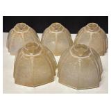 FR - Five Vintage Art Nouveau Glass Slip Shades