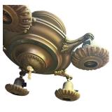 RR - Vintage Brass Five-Bulb Ceiling Light Fixture