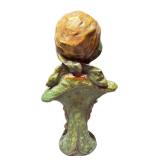 LLR - Vintage Polychrome Plaster Art Nouveau Style Bust Sculpture