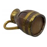 LLR - Antique French Oak Barrel Pitcher with Brass Bound Bands