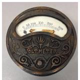 LLR - Vintage Volt Meter - Ornate Cast Iron Case