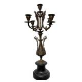 O - Antique Bronze Candelabra - Ornate Floral Art Deco Motif