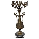 O - Antique Bronze Candelabra - Ornate Floral Art Deco Motif